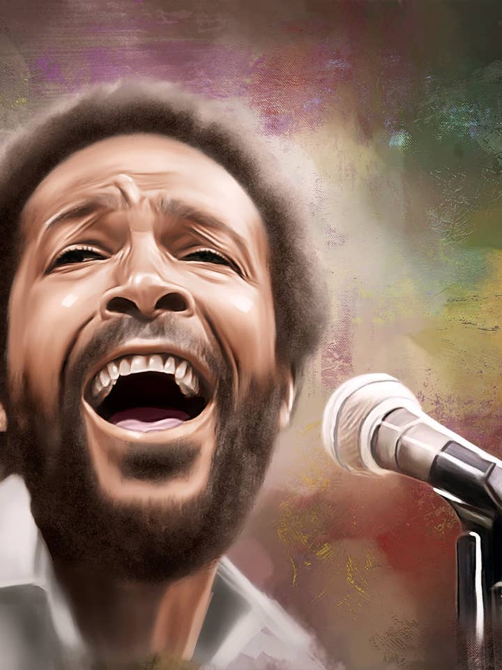 Pittura A Olio Di Marvin Gaye per la vendita all'ingrosso da parte di Wayne Flint Digital Portraits