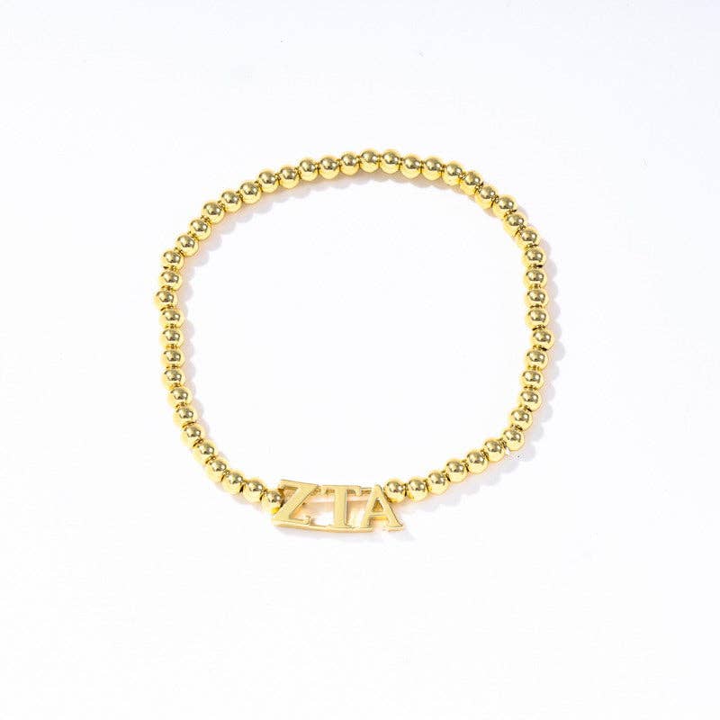 Color Shout - Wholesale Beaded Bracelet - B211 - Sorority: Gold Beaded Bracelet with Greek Letters on Stretch Cord3