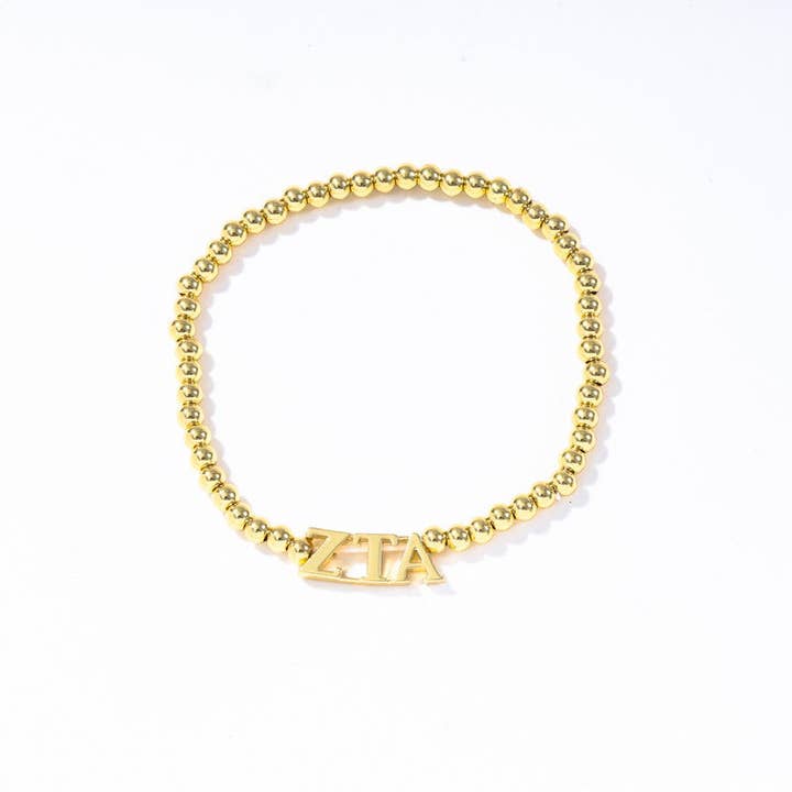 Color Shout - Wholesale Beaded Bracelet - B211 - Sorority: Gold Beaded Bracelet with Greek Letters on Stretch Cord3