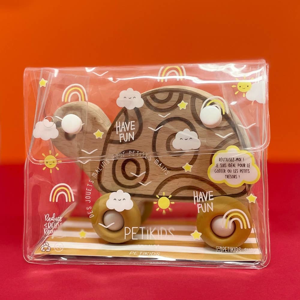 PETIKIDS - Wholesale Wood Toy - Kids - Wooden toy with silicone wheels - Little Turtle2
