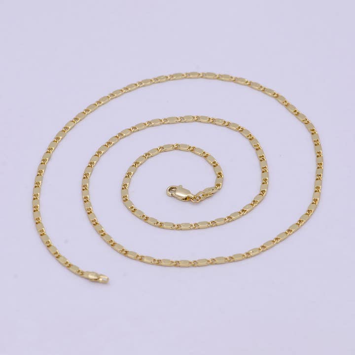 Aim Eternal - Wholesale Link & Chain Necklace - 23.5 Inch Unique Finished Chain, 14K Gold Filled Flat Link Chain, Dainty 2.4mm Unique Necklace with Lobster Clasps WA-6210