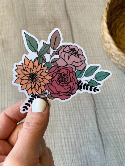 Moody Floral Bunch, Sticker for wholesale by Amalie Maren Designs