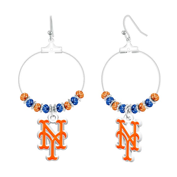 Brincos de Argola com Fita MLB New York Mets por atacado de Simran International