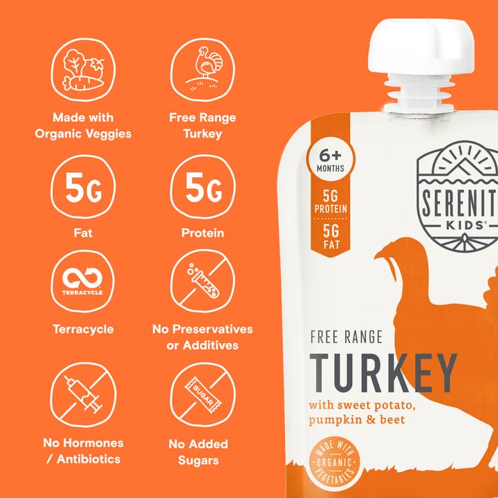 Serenity Kids - Wholesale Baby Food - Free Range Turkey Baby Food Pouch (6 Pouches)