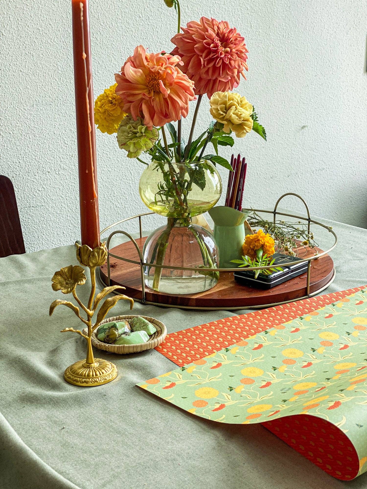 re:mused studio - Wholesale Flat Wrap - Calendula Gift Wrap Sheet-Double Sided7