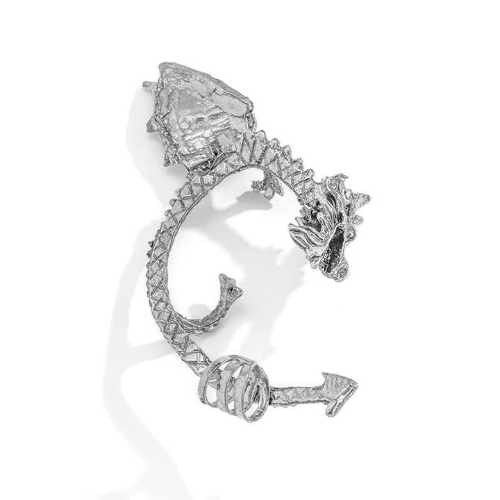 Silver Single Dragon Wings Geometric Ear Clips for wholesale on Faire