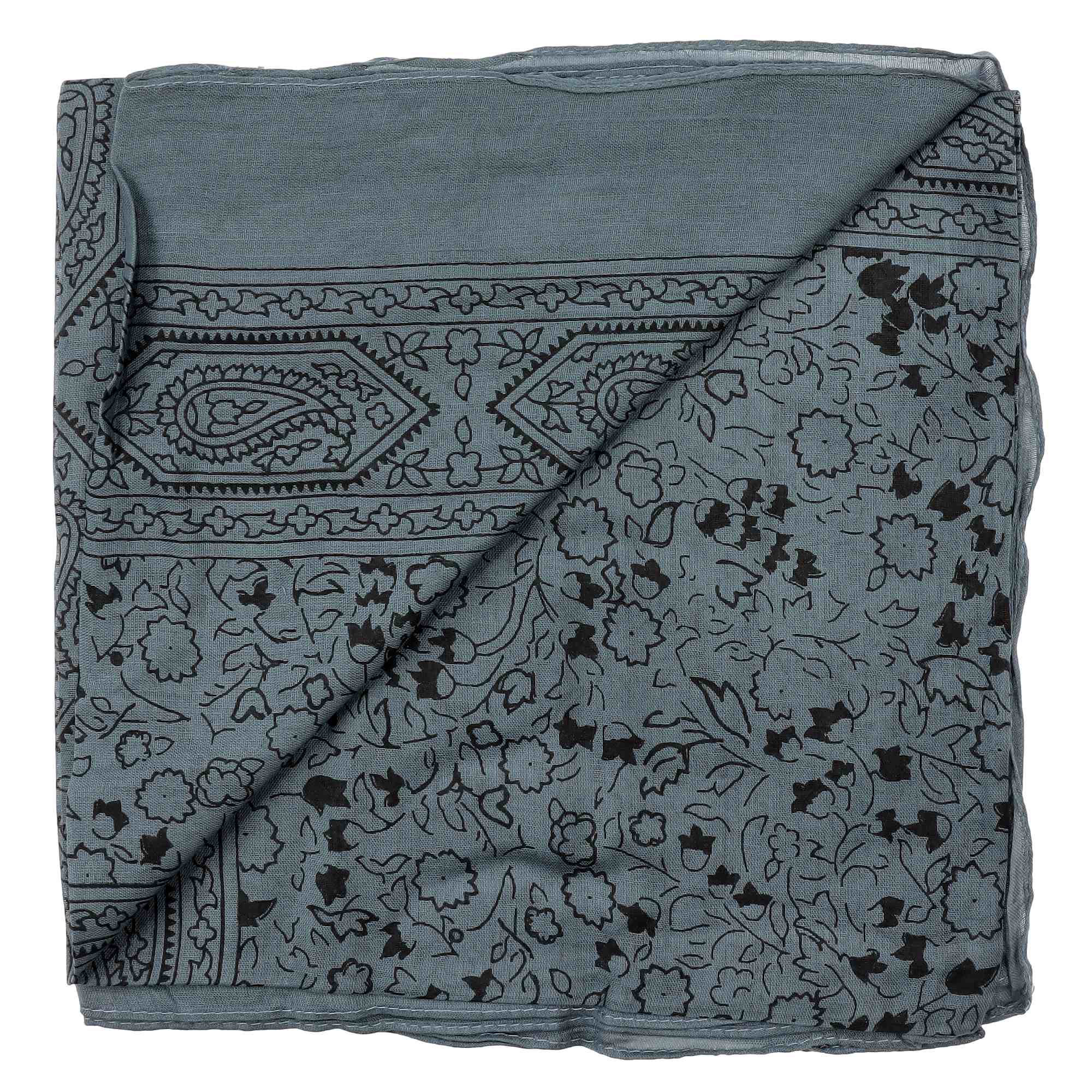 Tribal Trade GmbH - Wholesale Scarf - Unisex - Cotton Cloth Indian Pattern 1 Gray Black Floral Cloth3