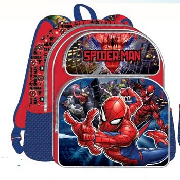 The Zoofy Group , LLC - Wholesale Backpack - Kids - SPIDERMAN 3-D 12" BACKPACK W/ ALL OVER PRINT FRONT/BACK