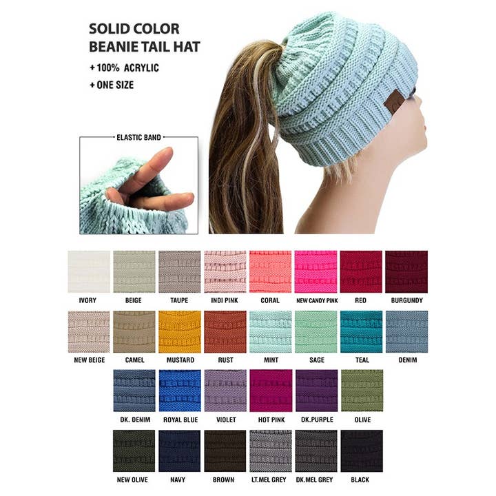 Suzie Q USA - Wholesale Beanie - Women's - CC Messy Bun KNITTED BEANIE2