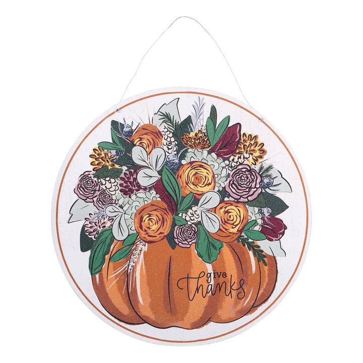 Give Thanks Pumpkin/Merry Christmas Bell Burlee - Fall Decor for wholesale by Glory Haus