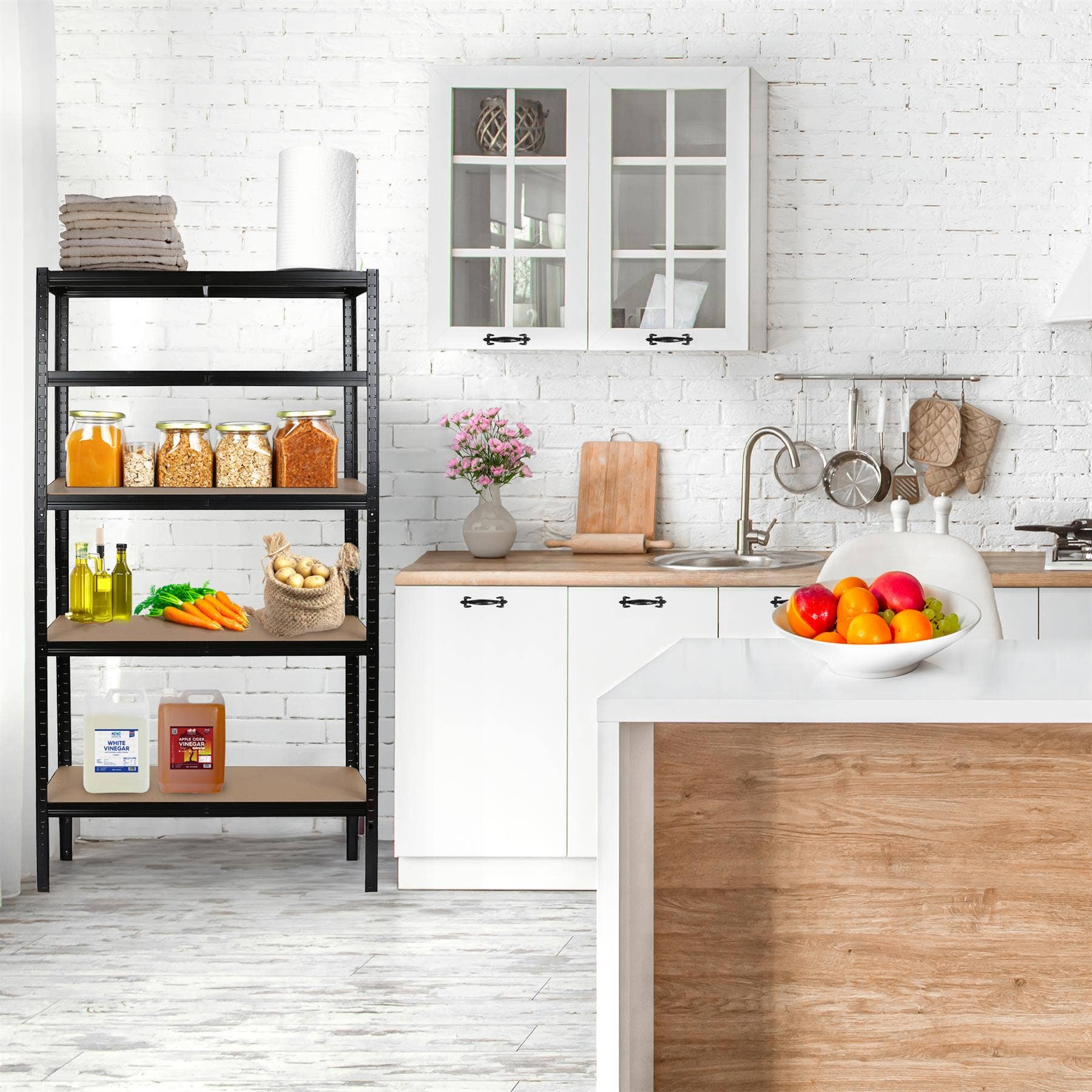 Rinkit Ltd - Vendita all'ingrosso Mensola freestanding - Set da 2 scaffali da garage in acciaio galvanizzato a 5 ripiani - 75 x 30 x 150 cm9