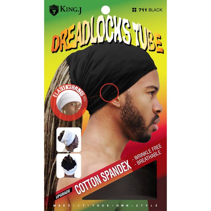 King.J Unisex Cotton Spandex Dreadlocks Tube Black for wholesale by KT Supply