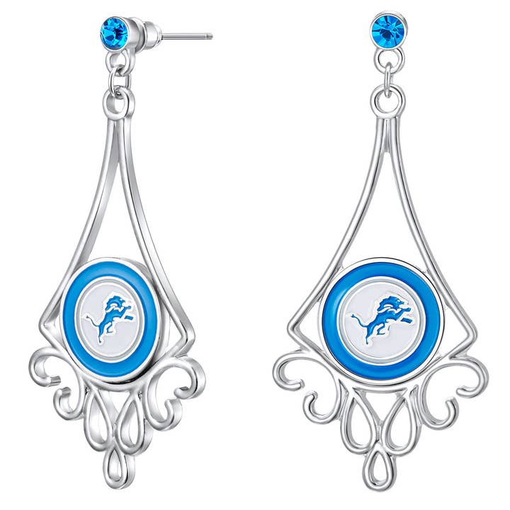 Boucles d'oreilles à fleurs en diamant NFL Detroit Lions pour la vente par Simran International