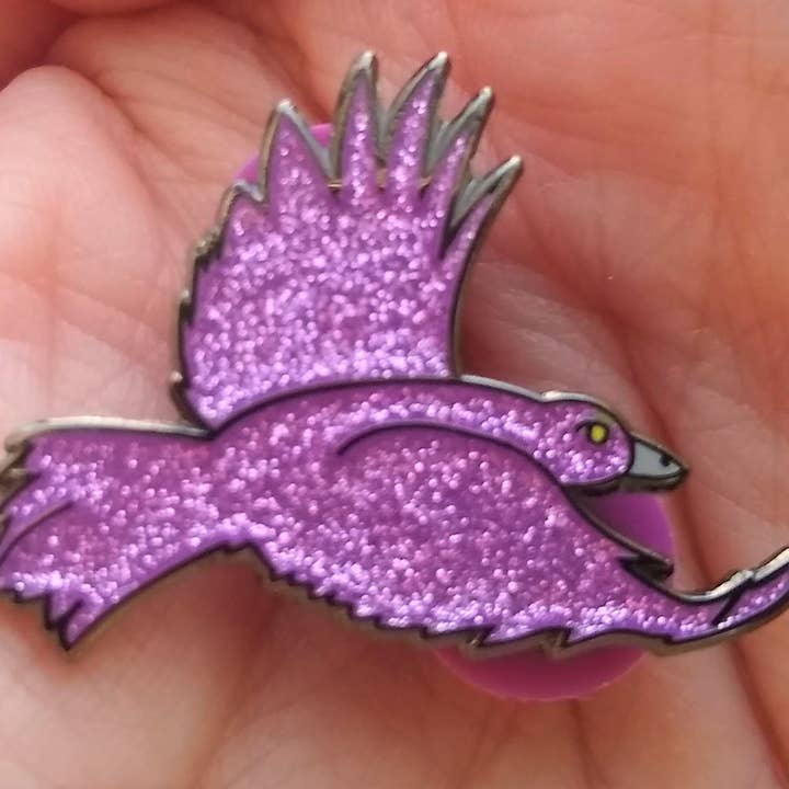 Zeppy Stardust Studios - Wholesale Lapel Pin/Button - Disco Nails Purple Crow Hard Enamel Pin