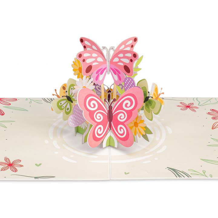 Paper Love – Engroshandel Hverdagshilsen kort – Papir Kærlighed Pink Butterfly Pop-up kort