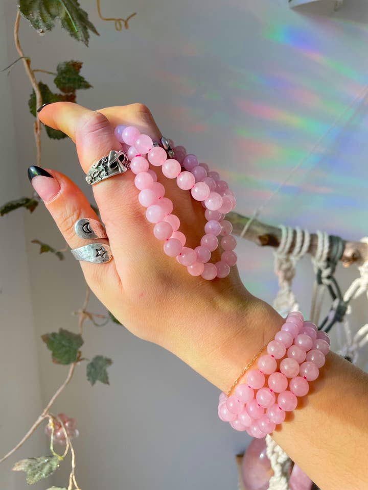 Rose Quartz 8MM naturlige krystal perlede armbånd for engroshandel hos MercuryX Shop
