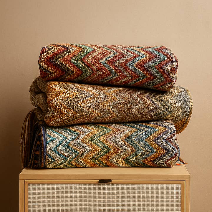 Zigzag zachte Boho-plaid met kwastjes voor wholesale door Fennco Styles