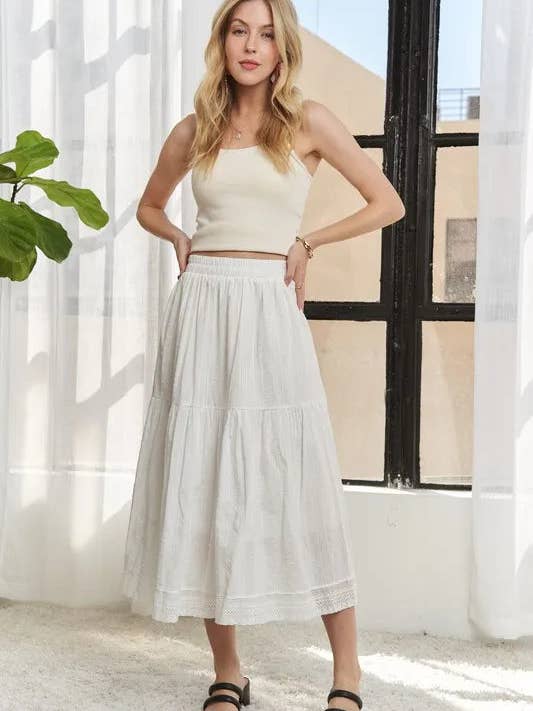 ADORA Stufen-Midirock mit elastischem Bund für den Großhandel von Queenado