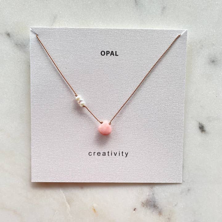 Pink Opal and Pearls Creativity Necklace for wholesale by Soulsilk