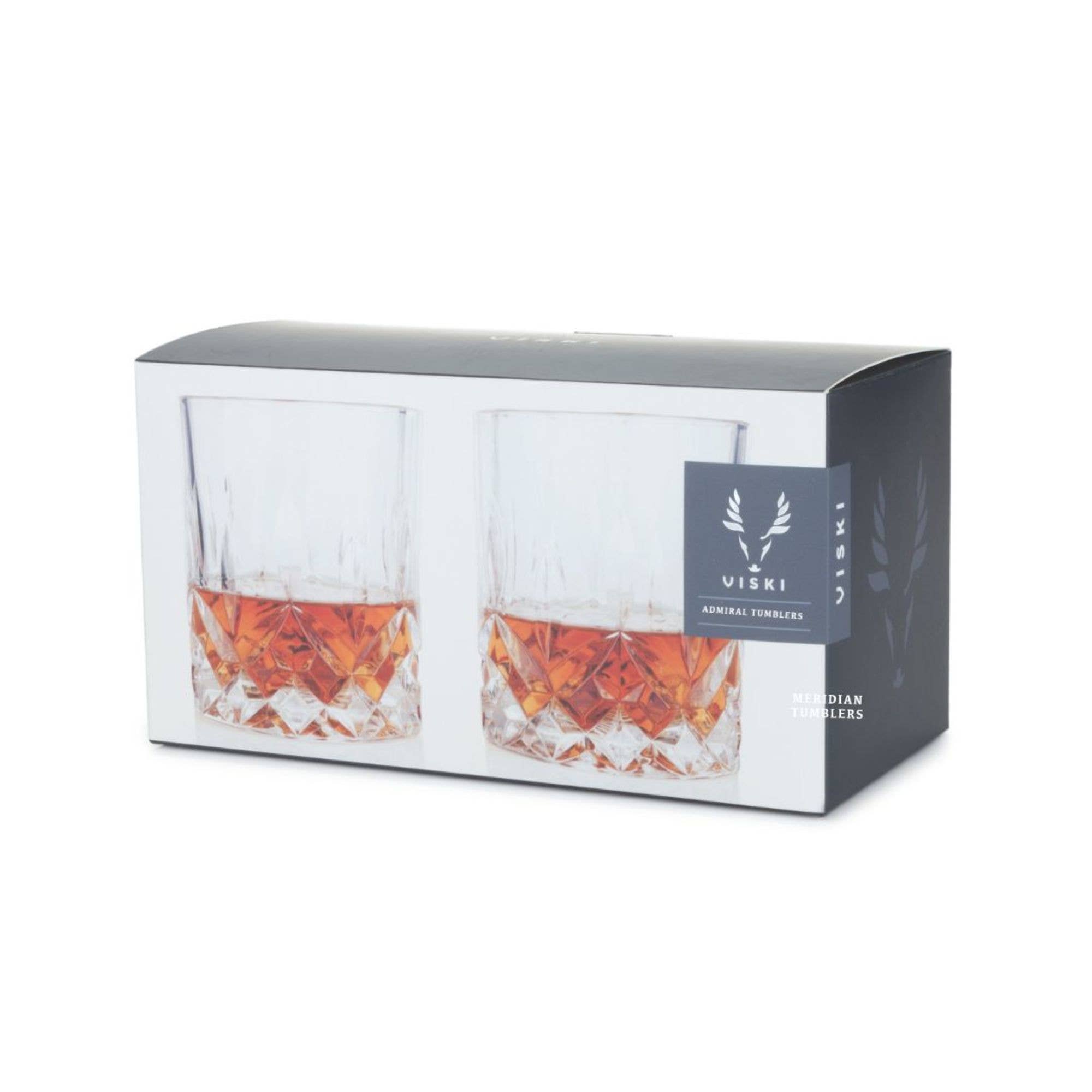 Viski - Wholesale Cocktail/Liquor Glass - Admiral™ Stemless Crystal Lowball Tumblers Set of 21
