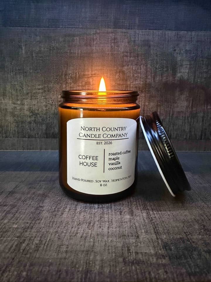 Coffee House 8 oz Amber Jar for wholesale by North Country Candle Company
