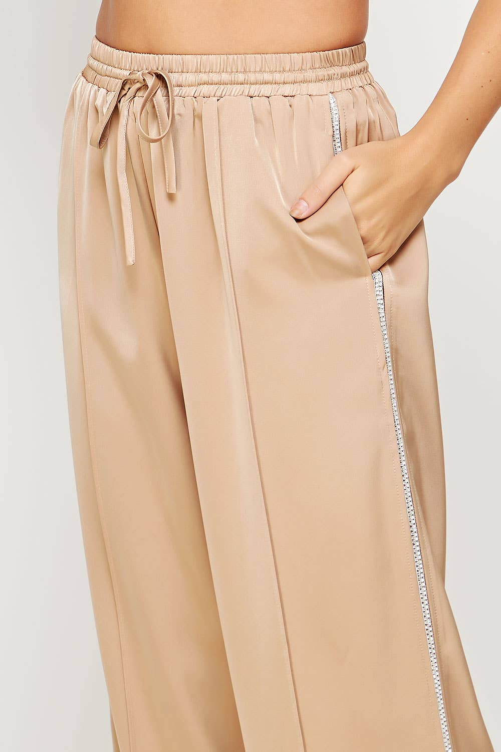 Strut & Bolt - Wholesale Pants - Women's - Rhinestone Trim Satin Track Pants11