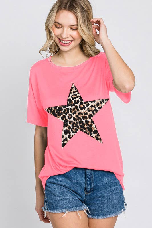 HEIMISH - Vendita all'ingrosso Tunica - Donna - ST1877-11 TOP CON STAMPA ANIMALE LEOPARDO E PATCH A STELLA8