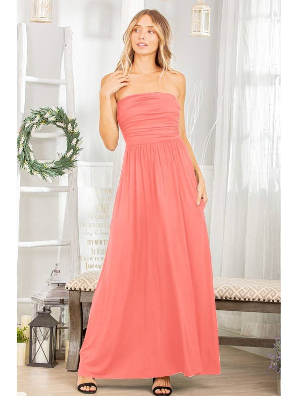 HEIMISH - Vendita all'ingrosso Vestito - Donna - SD1306-10 MAXI ABITO TUBINO TINTA UNITA CON VOLANT