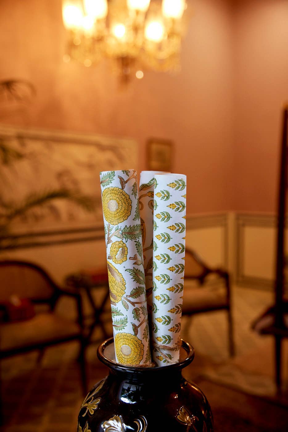 Paper Mirchi - Wholesale Inpakpapier - Met de hand bedrukte inpakvellen - goudsbloem glans 'Sunshine'3