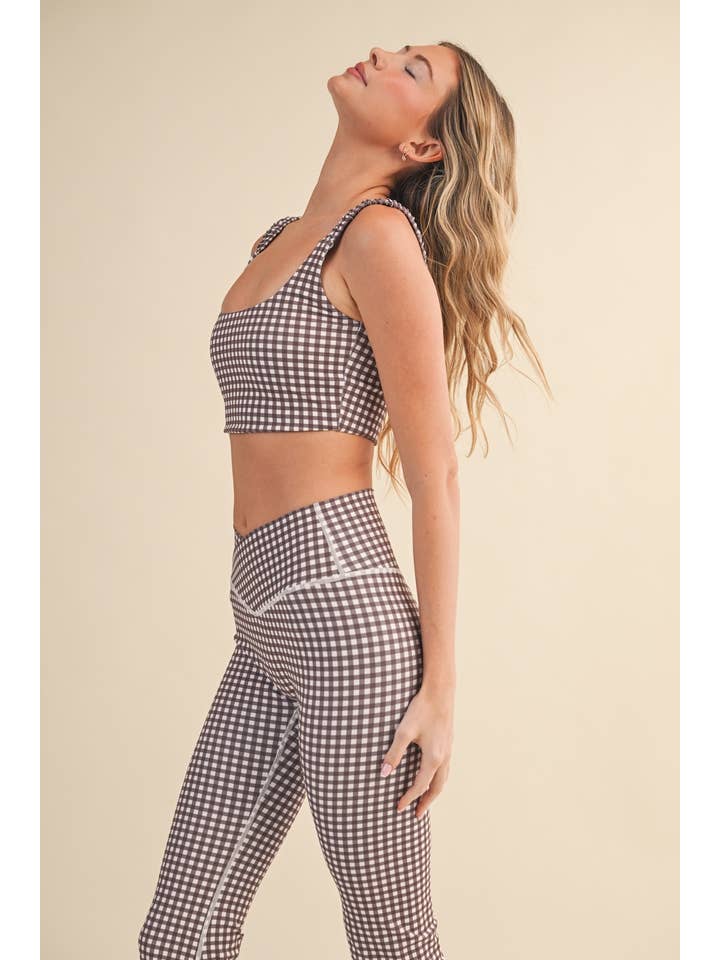 KIMBERLY C - Wholesale Sports Bra - Women's - Gingham Print Ruched Bra Top66