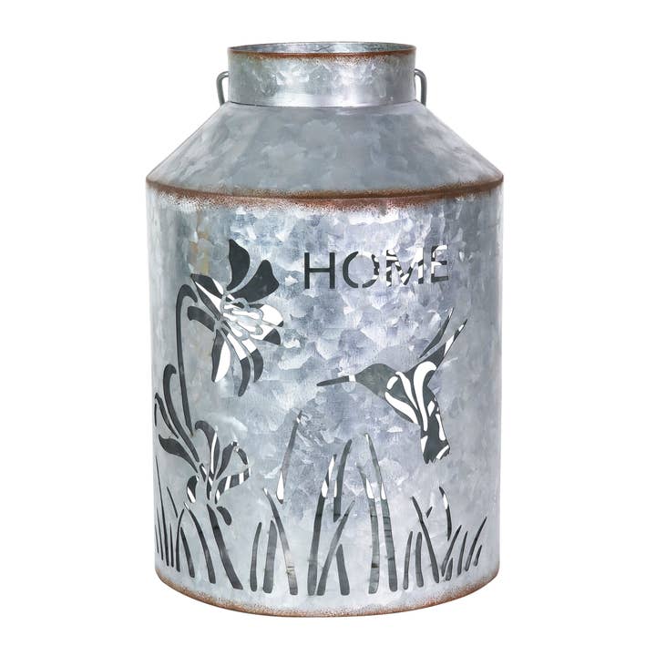 Solar Stamped Metal Hummingbird Lantern for wholesale by Exhart