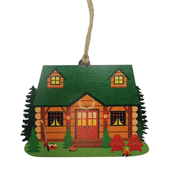 Driftless Studios - Wholesale Ornament - Unique Vintage Log Cabin Northwoods Christmas Ornament