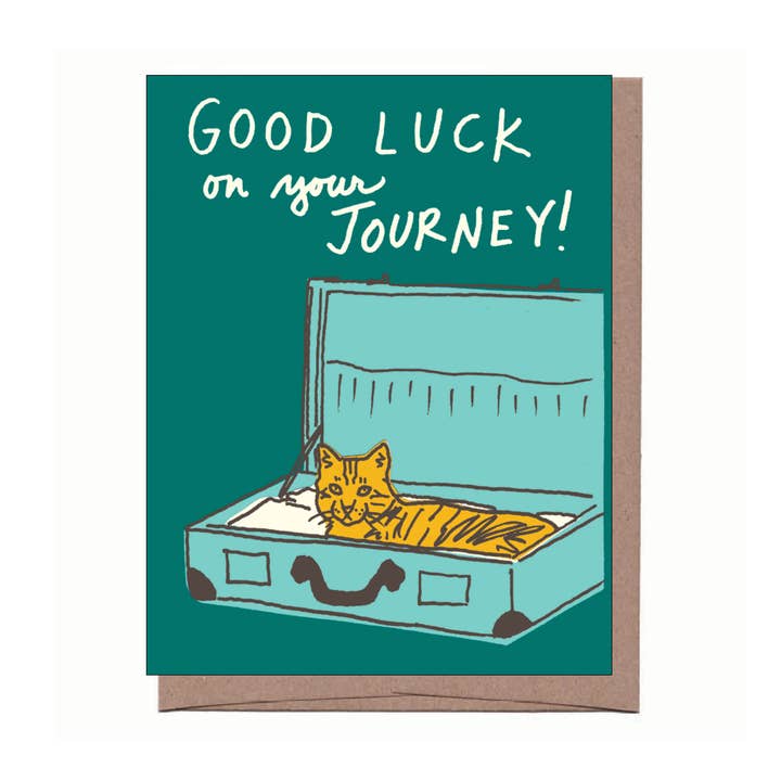 La Familia Green – Engroshandel Hverdagshilsen kort – Kat i kuffert lykønskningskort0