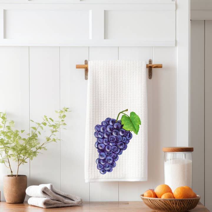 MerikaArt - Wholesale Tea Towel - Purple Grapes Kitchen Towel4