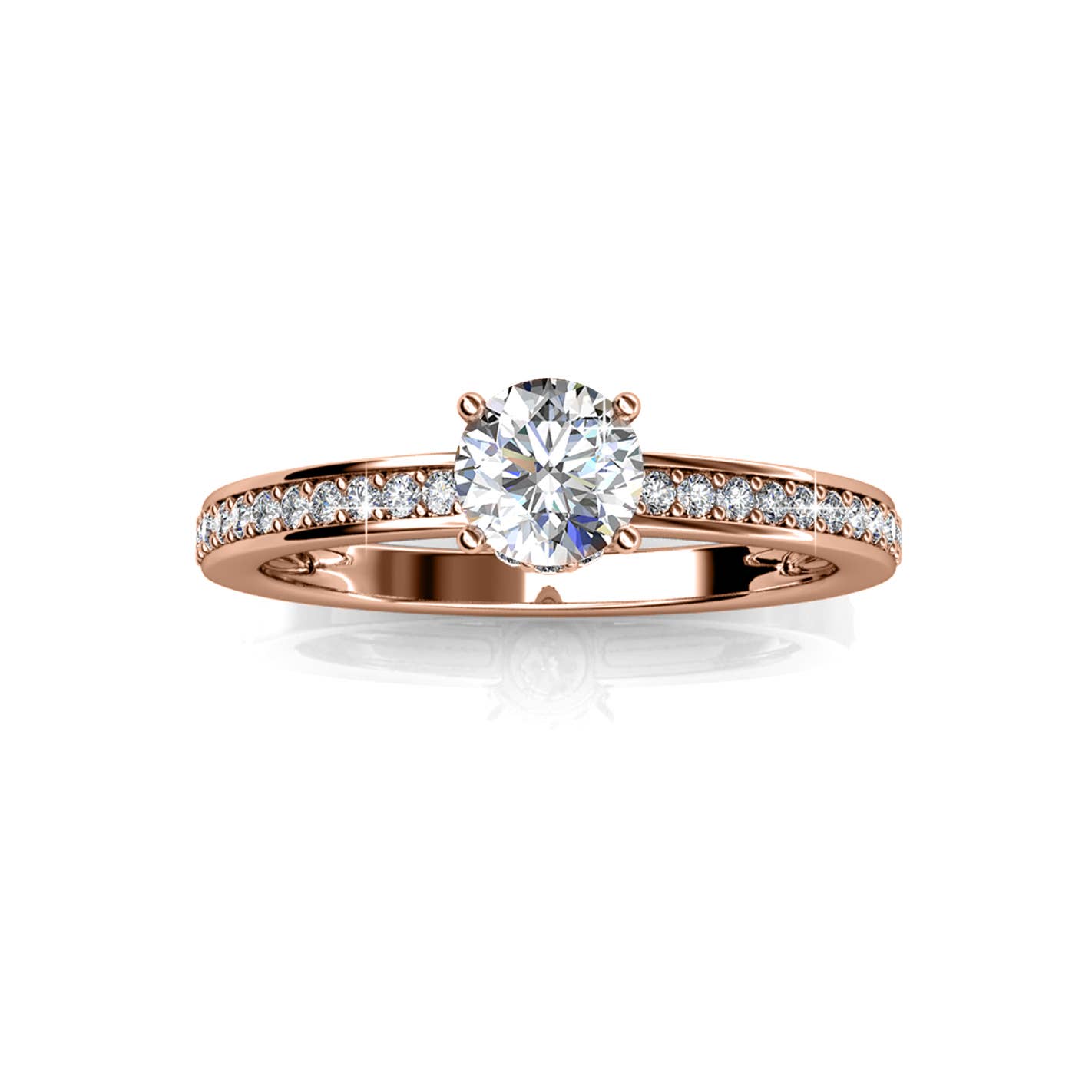 CARALI / MYC Paris - Wholesale Engagement Ring - Elise Ring - Rose Gold and Crystal2