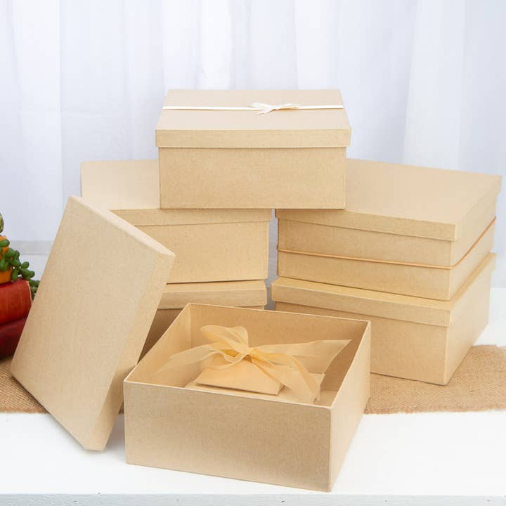 Factory Direct Craft - Wholesale Gift Box - Premade Paper Mache Square Box - 7" x 7" x 3"