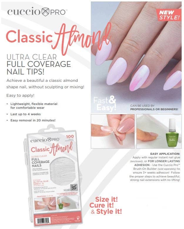 Cuccio - Wholesale Press-on/fake nails - Full Coverage Nail Tips - Classic Almond - 100 Count2