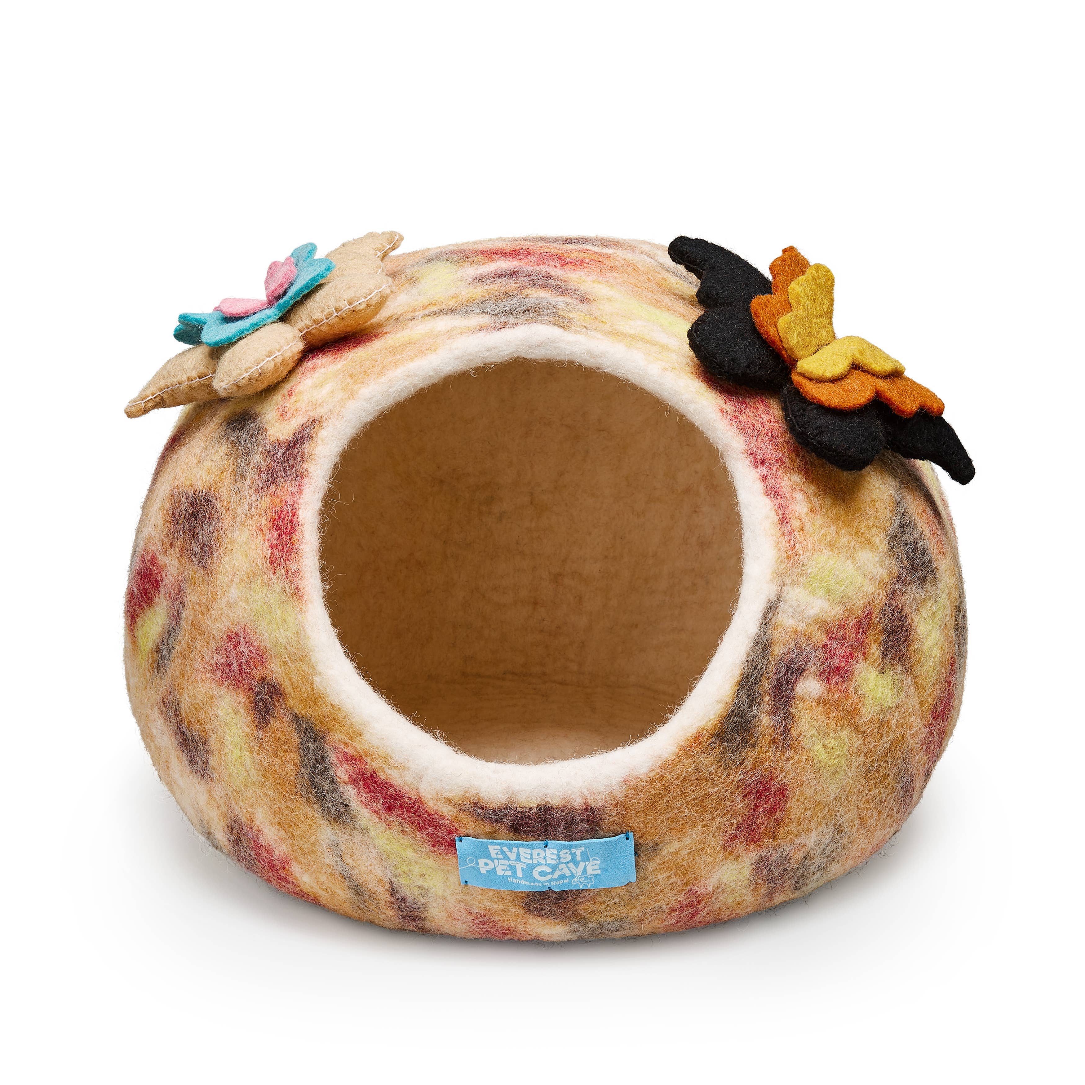 Cat Cave Orange Butterfly, 100% Wool, Felted, Handmade for wholesale by Everest Pet Supply & Gifts