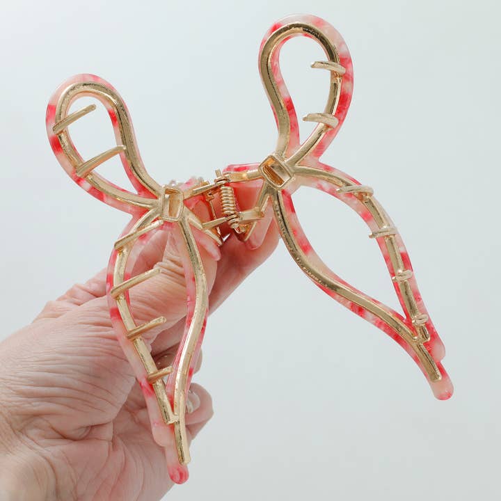 Assorted Sabrina Rosé | Large Ribbon Metal Bow Claw Clip for wholesale on Faire3