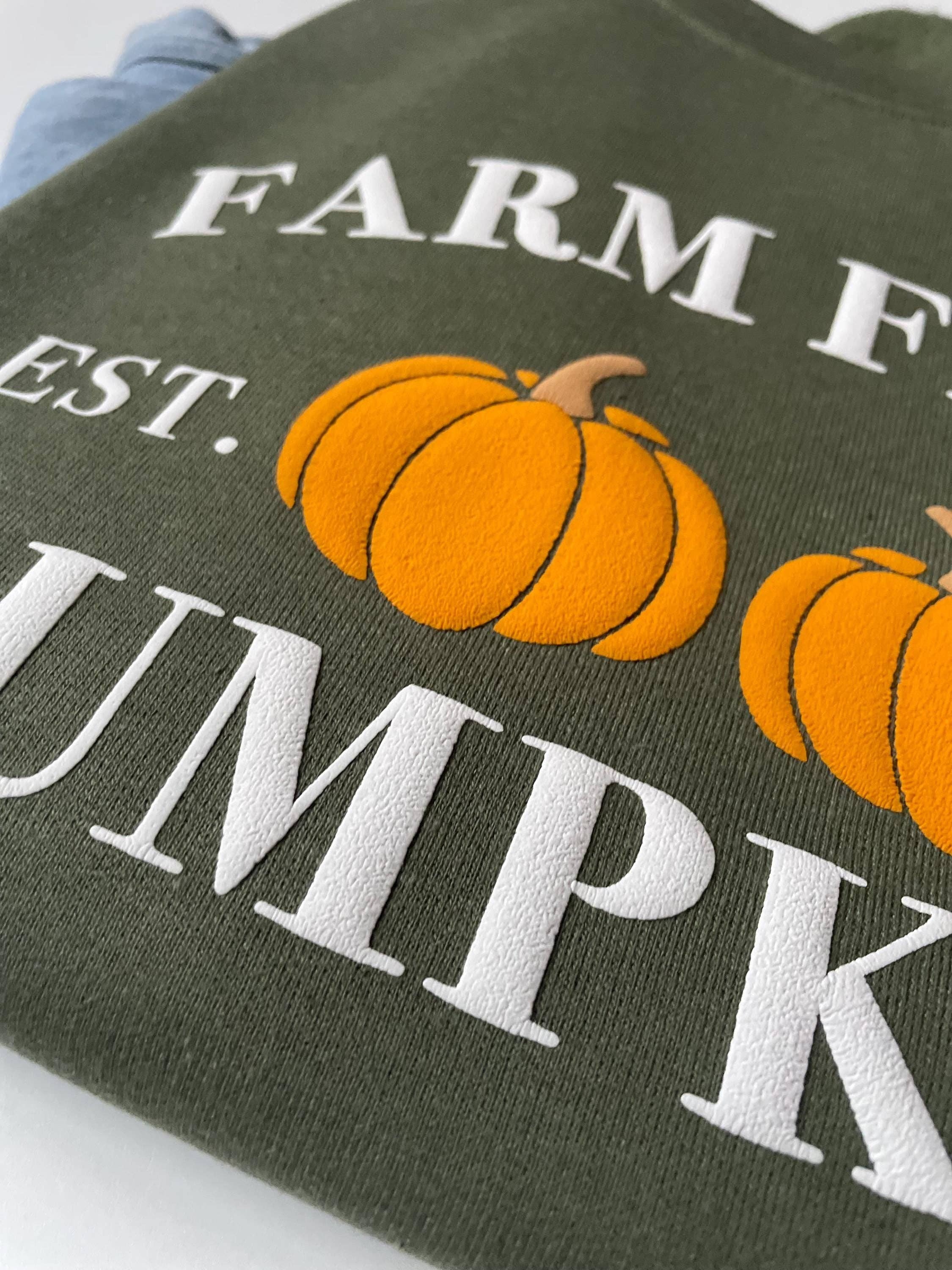 Military Green Embossed Farm Fresh Pumpkins Womens Sweatshirt for wholesale on Faire7