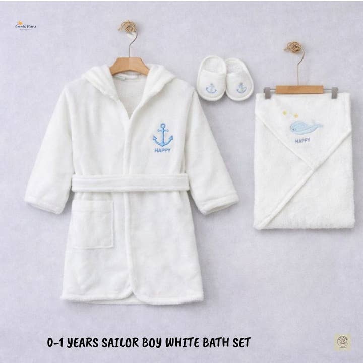Omnis Pura - Wholesale Kledingset - Baby - Sail-thema 3-delig hooded badjas cadeau set voor baby's 0–12 maanden2