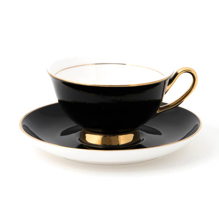 LyndalT - Wholesale Coffee/Tea Cup - Black Teacup and Saucer - 250mL