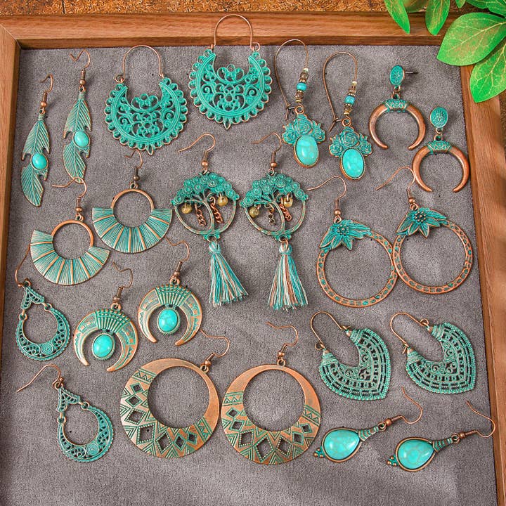 Trendy set geometrische oorbellen van legering – vintage boheemse stijl voor wholesale door Halcyon Outfitters®