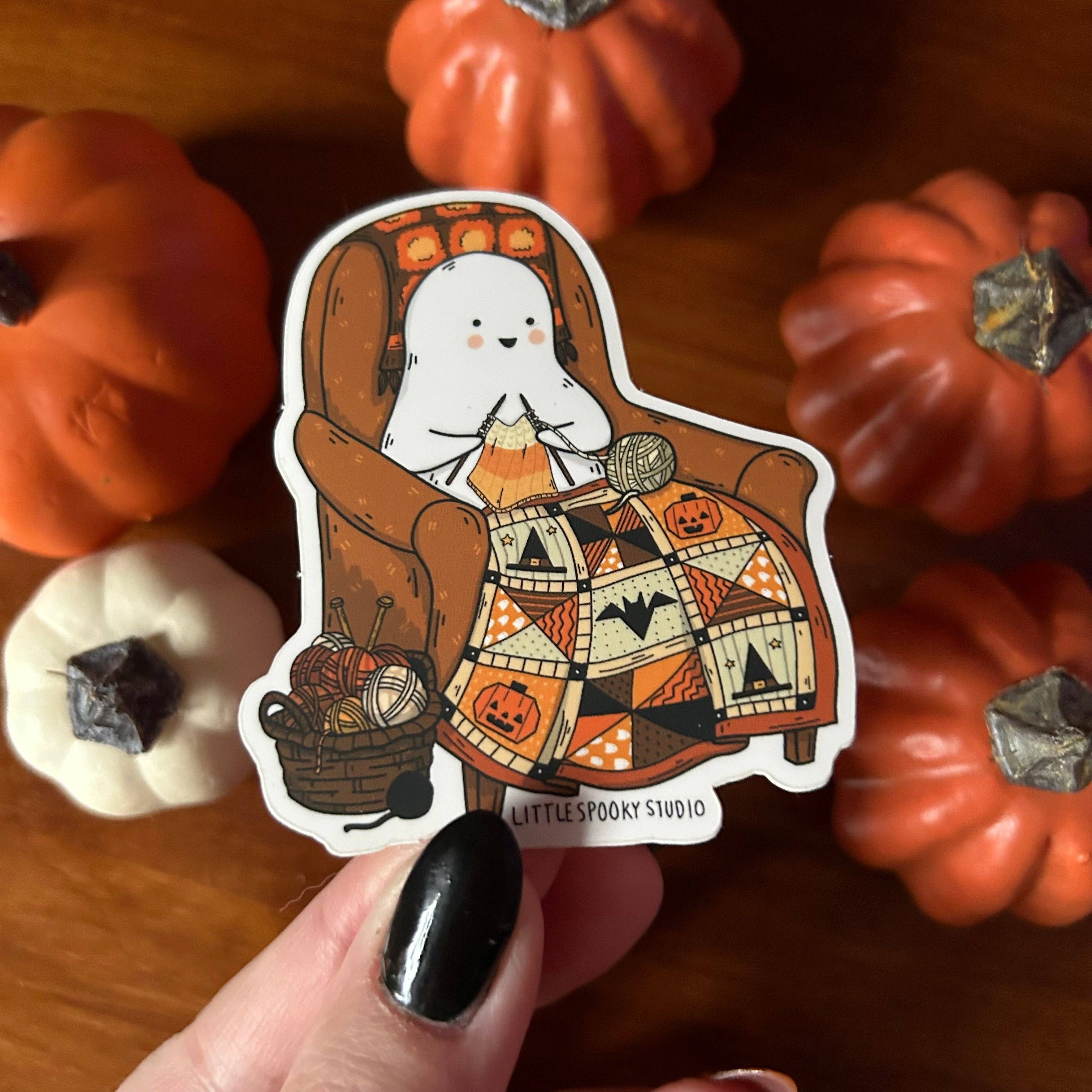 Little Spooky Studio - Wholesale Sticker - Knitting Ghostie Sticker2