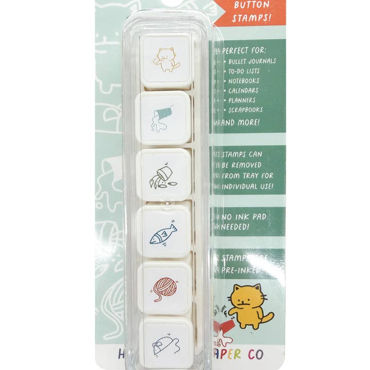 Cat Button Stamps for wholesale by Happy Little Paper Co