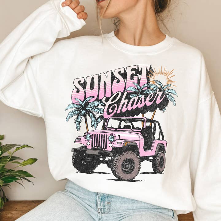 (shirt niet inbegrepen) Sunset Chaser - Clear Film Transfer voor wholesale door TEELUX