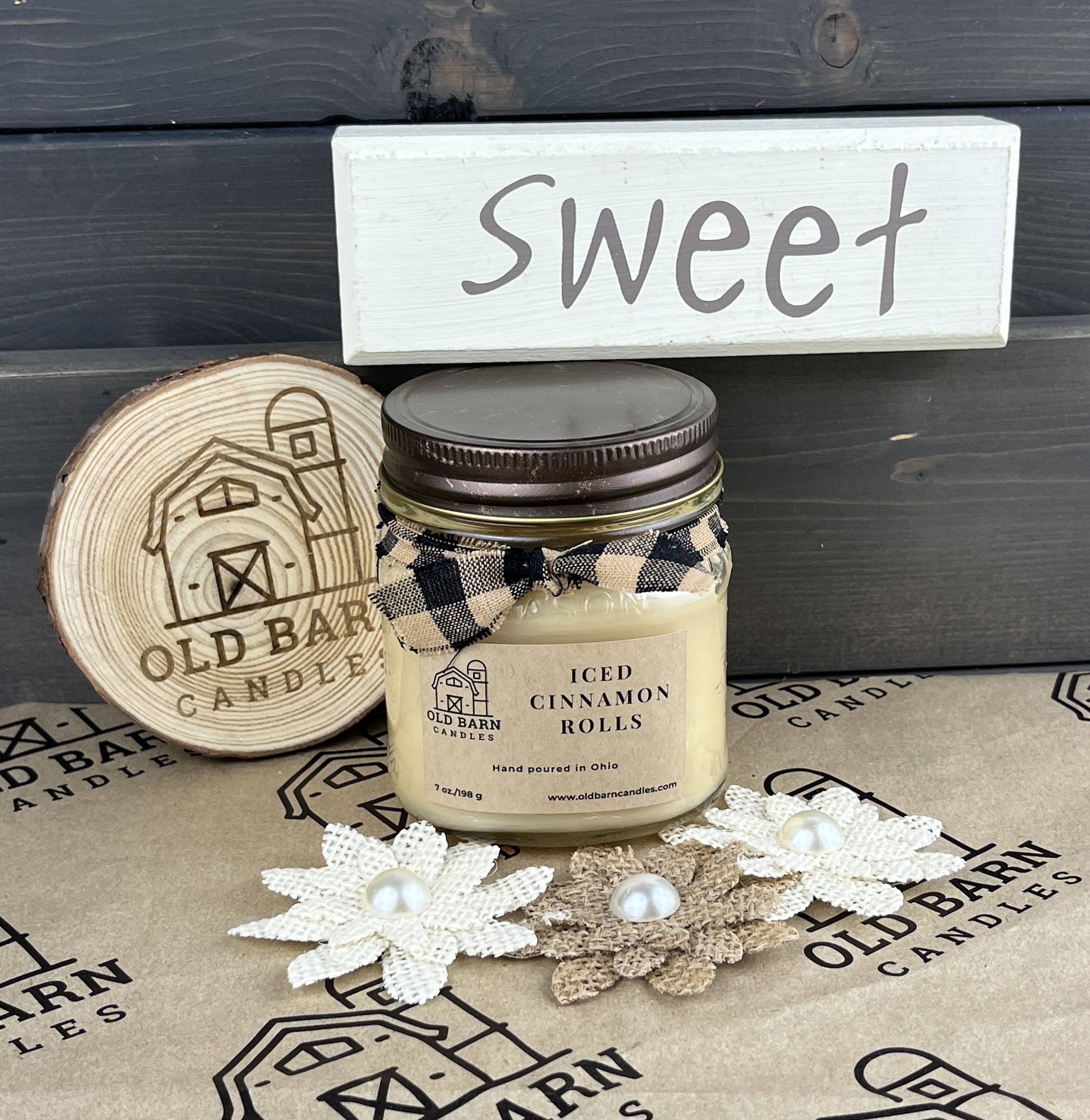 Old Barn Candles - Wholesale Jar/Filled Candle - Iced Cinnamon Rolls 8oz Premium Scented Mason Jar Candle2