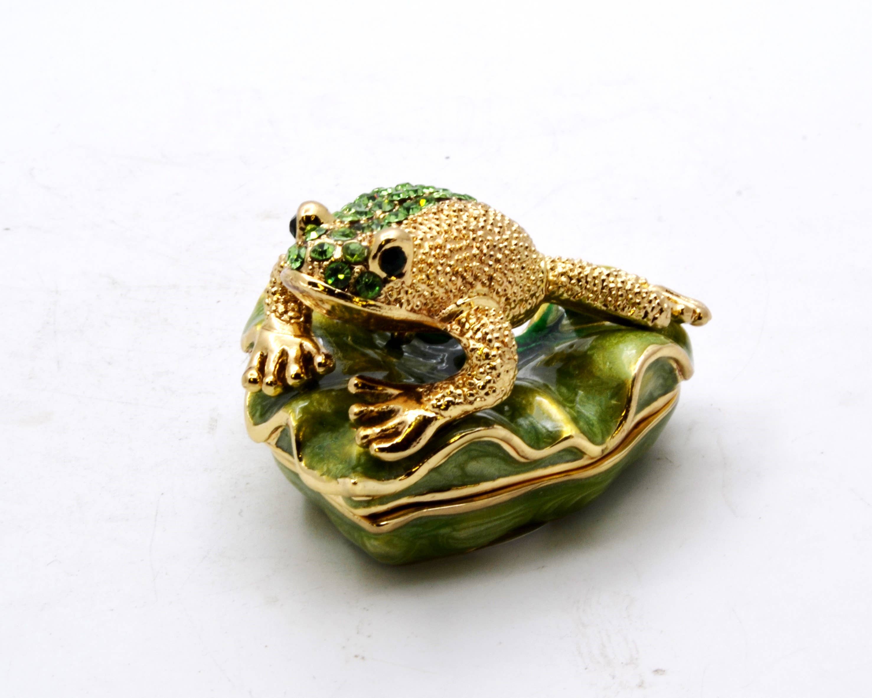 Ciel Collectables - Wholesale Jewelry Dish - Bejeweled Frog on Lily Pad Trinket Box. Made with Crystals3
