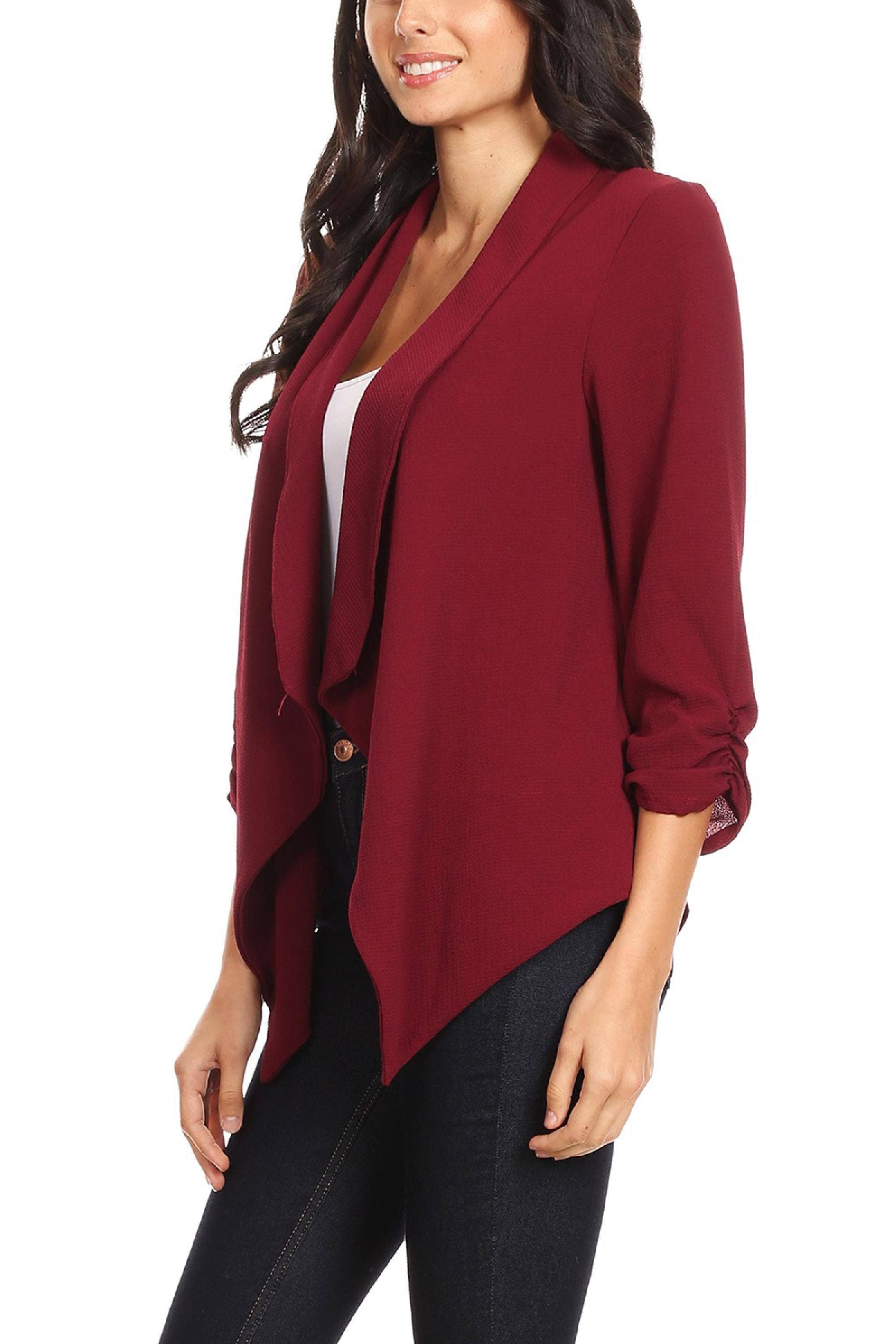 MOA COLLECTION - Wholesale Blazer - Women's - Women's Woven Casual Relaxed Fit Open Front Blazer Jacket2