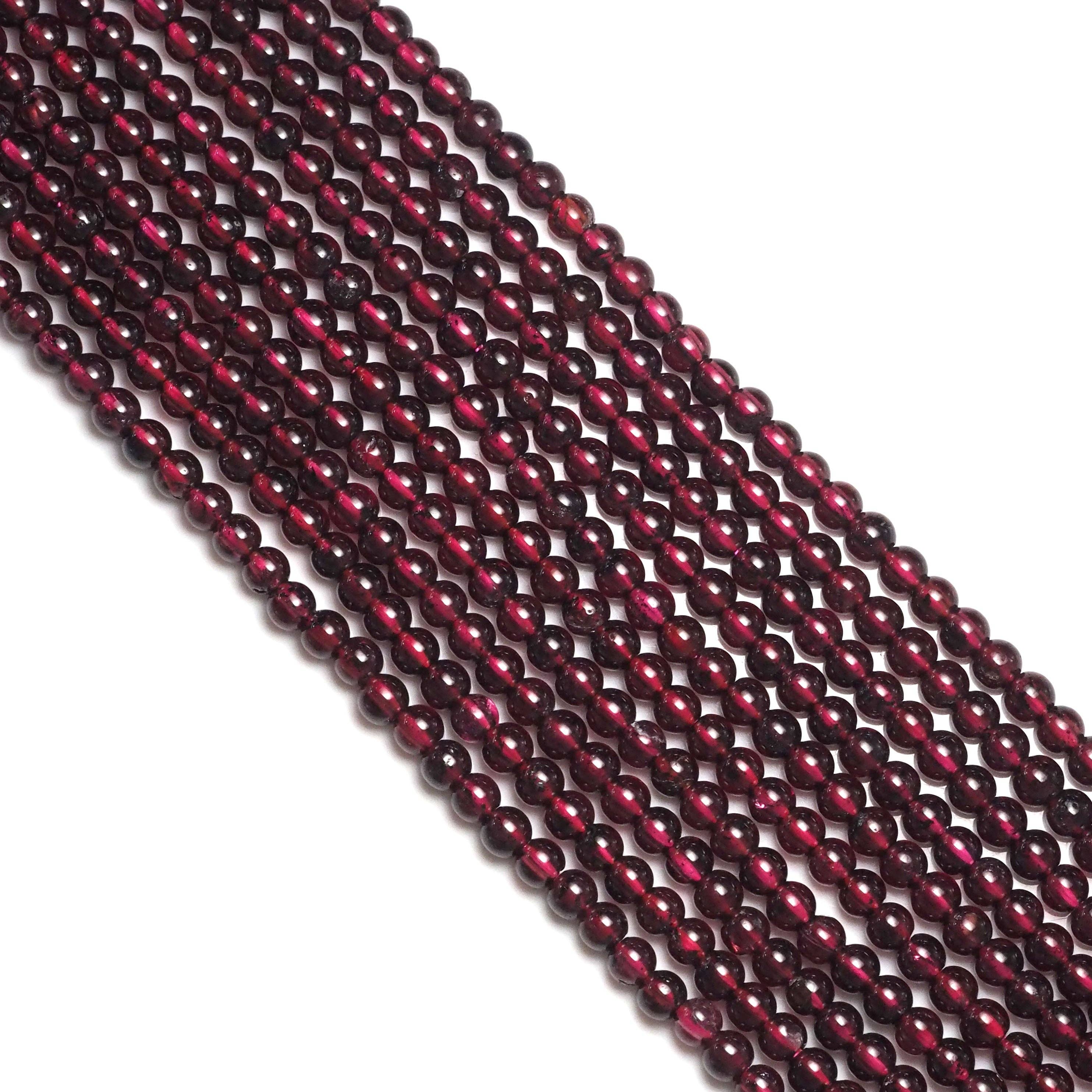 BestBeads&Beyond - Wholesale Beads - Genuine Red Garnet Round Smooth Beads, Sku#U17402